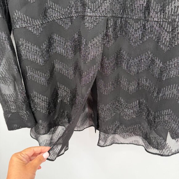 Lane Bryant  Plus Black Sheer Metallic Chevron Blouse Holiday– Women’s 18/20 - Picture 7 of 11